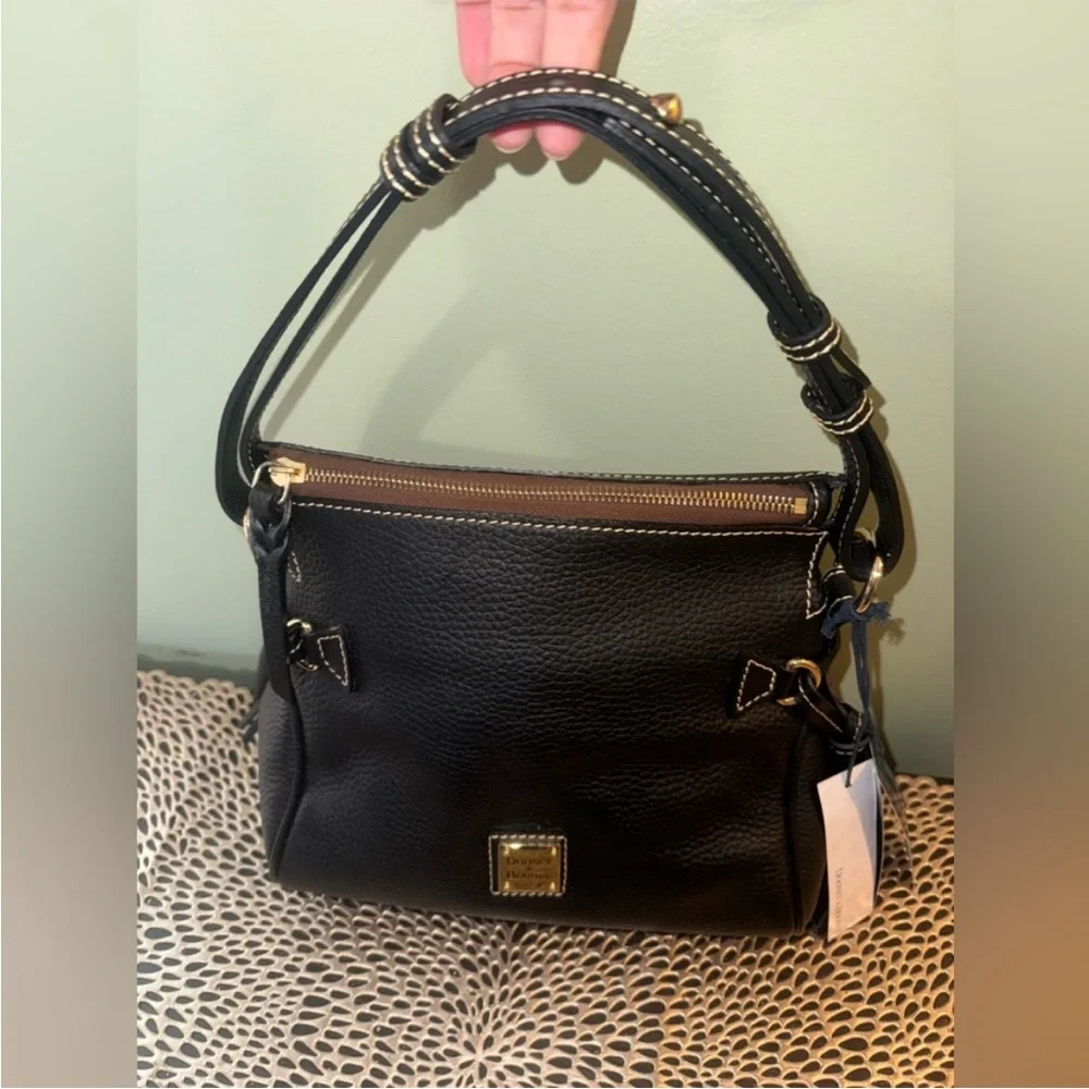 Dooney & Bourke Black Leather Satchel Bag with Tassels - Picture 8 of 13